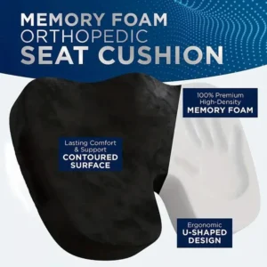 U-Shaped Memory Foam Orthopedic Seat Cushion: for Office, Car, Travel-Hip & Back Support